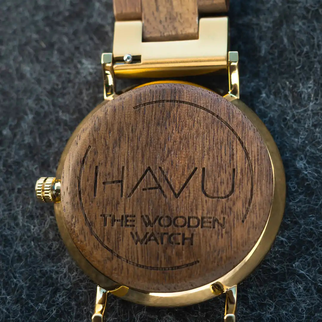 Havu revontuli-kello pähkinä 40mm kellon tausta