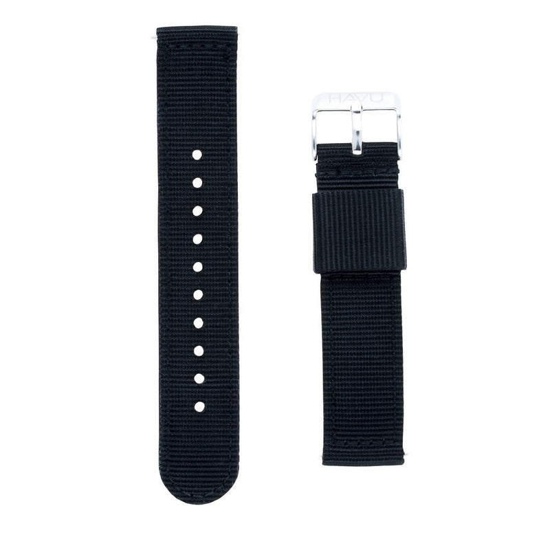 Musta tekstiiliranneke (20mm) - Havu Watches